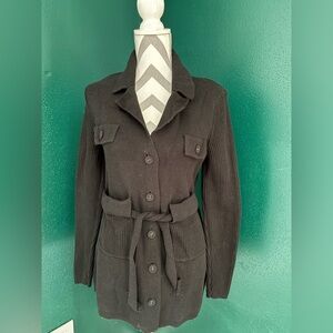 Women's Cabi XS Black Belted Sweater Jacket